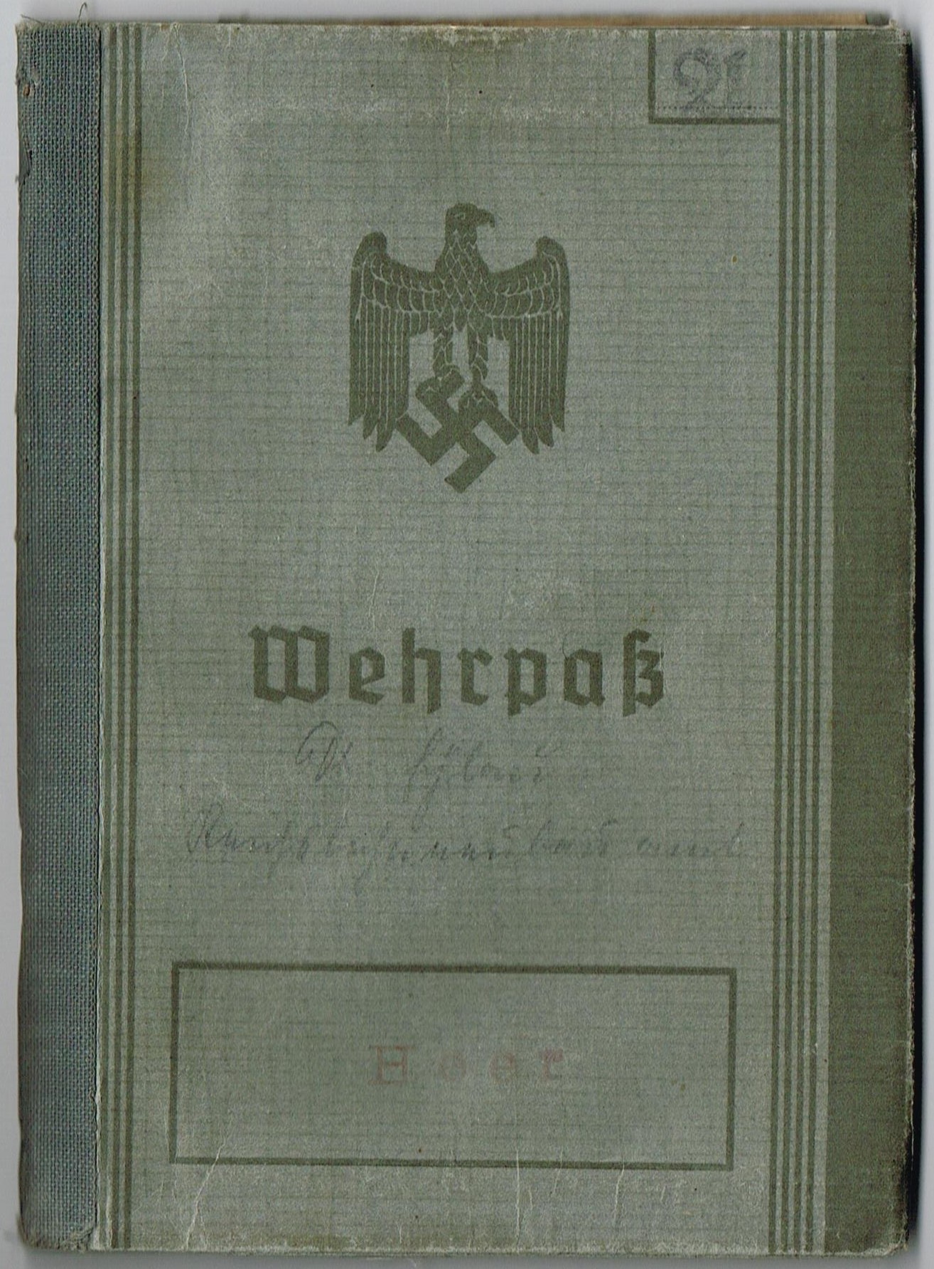 Photo Wehrpass 1st model Heer - Nr I 98/1/23